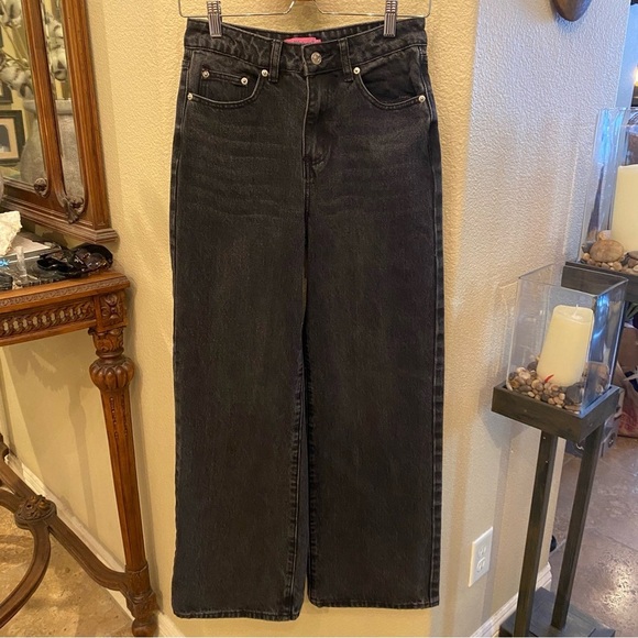 EDIKTED Dark Gray Wide Leg Jeans Size XS - Picture 1 of 9